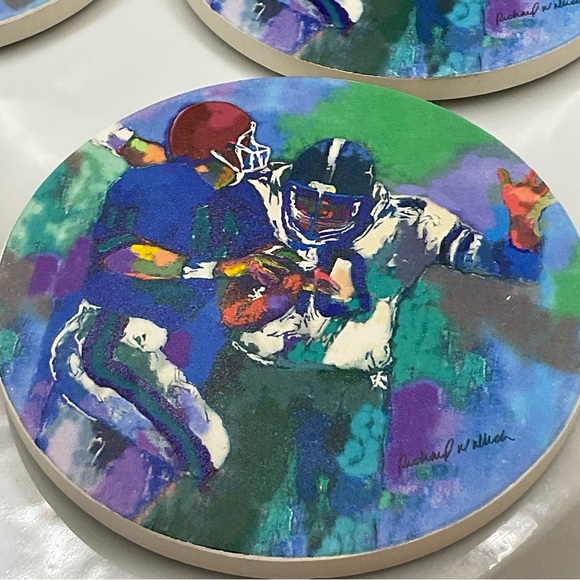 Stone Coasters (set of 4) Football themed by Richard Wallach - Picture 4 of 6